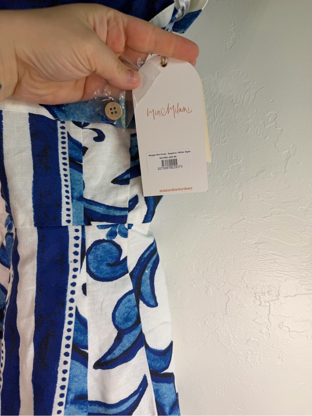 Mia Milani Maegan mini dress in sapphire/white zayna sz xs - Picture 6 of 9